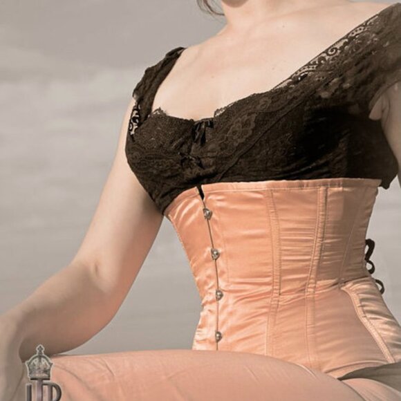 NWT XS NUDE Bridal MAIDEN Corset 22" Handmade 6 Garter Tabs USA - Picture 6 of 13